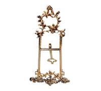 Brass Display Easel - Decorative Heavy Duty Picture Stand, Tiered Photo Holder | Elegant Retro Home Office Ornament Gift For Art Enthusiast Wedding Event Gold Finish Sturdy Structure