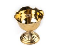Brass Diya Hindu Pooja Article Pital Deepak Pure Brass for Puja Temple Home Office and Gifting (Flower Design-1)