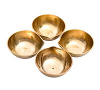 Brass Diya Set of 4 Deepak Long Wick Diva Traditional Indian Festival Décor Decoration for Pooja Temple Mandir Home Karthik Deepam Decorative Lighting Accessories and Gifting (Set of 4)