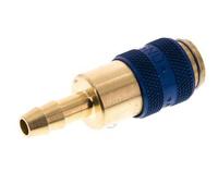 Brass DN 5 Blue Air Coupling Socket 6 mm Hose Pillar Double Shut-Off