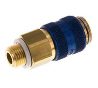 Brass DN 5 Blue Air Coupling Socket G 1/8 inch Male Double Shut-Off