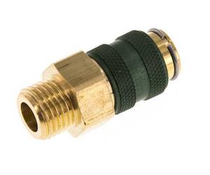 Brass DN 5 Green Air Coupling Socket G 1/4 inch Male Double Shut-Off