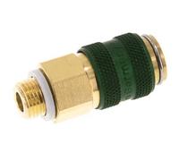 Brass DN 5 Green Air Coupling Socket G 1/8 inch Male Double Shut-Off