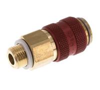 Brass DN 5 Red Air Coupling Socket G 1/8 inch Male Double Shut-Off
