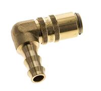 Brass DN 6 Mold Coupling Socket 9.5 mm Hose Pillar Double Shut-Off 90-deg