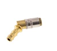 Brass DN 6 Mold Coupling Socket 9.5 mm Hose Pillar Unlocking Protection 45-deg