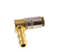 Brass DN 6 Mold Coupling Socket 9.5 mm Hose Pillar Unlocking Protection 90-deg