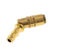 Brass DN 6 Mold Coupling Socket 9.5 mm Hose Pillar Unlocking Protection Double Shut-Off 45-deg
