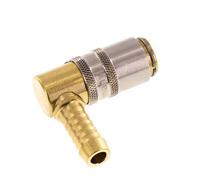 Brass DN 6 Mold Coupling Socket 9 mm Hose Pillar Unlocking Protection 90-deg