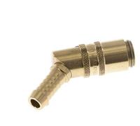 Brass DN 6 Mold Coupling Socket 9 mm Hose Pillar Unlocking Protection Double Shut-Off 45-deg