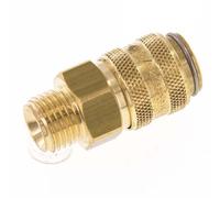 Brass DN 6 Mold Coupling Socket G 1/4 inch Male Threads Double Shut-Off