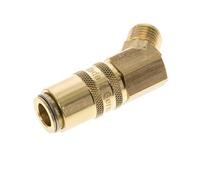 Brass DN 6 Mold Coupling Socket G 1/4 inch Male Threads Double Shut-Off 45-deg