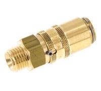 Brass DN 6 Mold Coupling Socket G 1/4 inch Male Threads Unlocking Protection Double Shut-Off