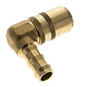 Brass DN 9 Mold Coupling Socket 12.7 mm Hose Pillar Double Shut-Off 90-deg