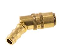 Brass DN 9 Mold Coupling Socket 12.7 mm Hose Pillar Unlocking Protection Double Shut-Off 45-deg
