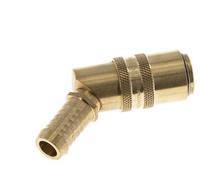 Brass DN 9 Mold Coupling Socket 13 mm Hose Pillar Unlocking Protection Double Shut-Off 45-deg