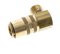 Brass DN 9 Mold Coupling Socket G 3/8 inch Male Threads Double Shut-Off 90-deg