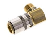 Brass DN 9 Mold Coupling Socket G 3/8 inch Male Threads Unlocking Protection 90-deg