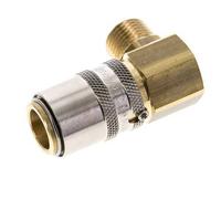 Brass DN 9 Mold Coupling Socket M16x1.5 Male Threads Unlocking Protection 90-deg