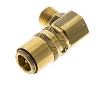 Brass DN 9 Mold Coupling Socket M16x1.5 Male Threads Unlocking Protection Double Shut-Off 90-deg
