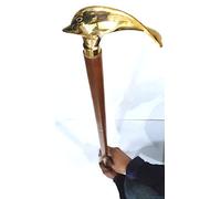 Brass Dolphin Fish Handle Walking Stick Vintage Marine Maritime