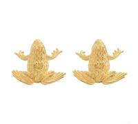 Brass Door Handles, 2 Pack 3.6x3cm Toad Design Solid Metal Pulls Intricate Craftsmanship Decor for Home Office Cabinet(A)