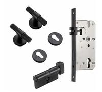 Brass Door Lever Knurled T-bar Interior Double Wood Lock Dummy Hidden 1Pcs(BK-QBCF)