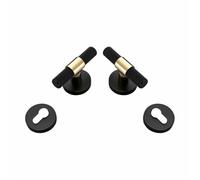 Brass Door Lever Knurled T-bar Interior Double Wood Lock Dummy Hidden 1Pcs(Dummy-BPVD)