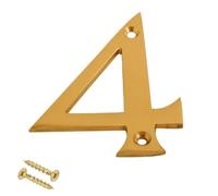 Brass Door Numbers Screw On 3 Inch Door Number Elegant and Bold Door Numerals Suitable for All Door Types Including Wooden uPVC and Composite Number 4.