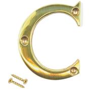 Brass Door Numerals - Screw On 3 Inch Letters C, Elegant and Bold, Suitable for Wooden, uPVC and Composite Doors