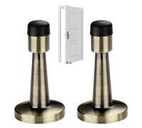 Brass Door Stop 2pcs Door Stoppers for Skirtings Zinc Alloy Rubber Anti-Collision Wall Mounted Doors Stop for Home, Office, Hotel