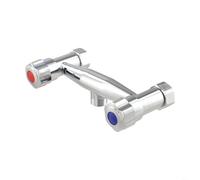 Brass Double Lever Shower Mixer Valve, Chrome Finish Wall Mounted Bath Faucet with G1/2 Outlet, Hot and Cold Dual Control for Bathroom, 150mm Hole Spacing(B)