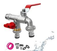Brass Double Water Tap - 1/2 inch Outside Tap for Gardens Washing Machines