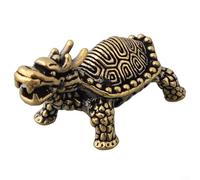 Brass Dragon Tortoise Keychain Pendant with Detailed Hand Painted Design and Smooth Polished Decorative Mascot for Accessories