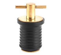 Brass Drain Plug Twist In T Handle marine accessories with tight seal | Rubber Brass Drain Plug twist in cam style fits 1in hole boat bilge transom seawall baitwell livewell hull no leak