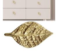 Brass Drawer Pulls, Modern Minimalist Leaf-Shaped Cabinet Handles for Furniture and Decorative Boxes, 60 x 32 mm Gold-Finished Solid Brass Hardware