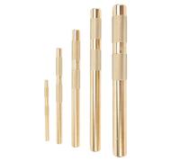 Brass Drift Punch Set, Knurled Handle Drift Punch Tool with 5 Sizes Including 1/4 3/8 1/2 5/8 3/4 Inch for Automotive Repair Oil Gas Mining Non - Marring Hand Tool