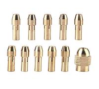 Brass Drill Chuck 4-jaw Brass Collet Drill Chuck Rotating Tool Electric Grinding Drill Collection Chuck Holder 0.5-3.2mm,Pack of 11pcs