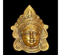 Brass Durga Face Wall Hanging - 6" Hindu Goddess Sculpture | Traditional Religious Art Decor | Divine Shakti Face Idol for Home Temple Pooja Room Wall Decoration | Spiritual Gift Item