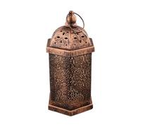 Brass Effect Moroccan Lantern, Decorative Iron Hanging Light with LED for Garden Patio Indoor Outdoor Party Wedding Home Decor