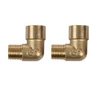 Brass Elbow Fitting POWERTOOL 2Pcs 90 Degree Brass Adapter Right Angle BSP Equal Male and Female Connector for Air, Water, Oil (3/8")