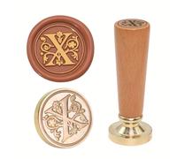 Brass Engraved Wax Stamp Set with Wooden Handle for Elegant Correspondence & Party Invitations Wooden Handle Wax Seal Stamp