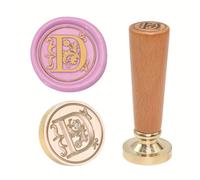 Brass Engraved Wax Stamp Set with Wooden Handle for Elegant Correspondence & Party Invitations Wooden Handle Wax Seal Stamp