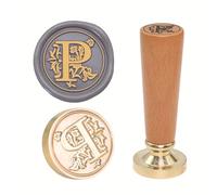 Brass Engraved Wax Stamp Set with Wooden Handle for Elegant Correspondence & Party Invitations Wooden Handle Wax Seal Stamp