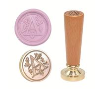 Brass Engraved Wax Stamp Set with Wooden Handle for Elegant Correspondence & Party Invitations Wooden Handle Wax Seal Stamp