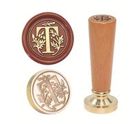 Brass Engraved Wax Stamp Set with Wooden Handle for Elegant Correspondence & Party Invitations Wooden Handle Wax Seal Stamp