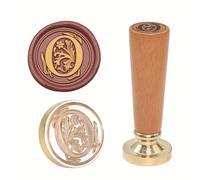 Brass Engraved Wax Stamp Set with Wooden Handle for Elegant Correspondence & Party Invitations Wooden Handle Wax Seal Stamp