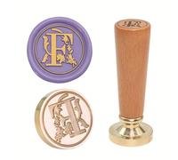 Brass Engraved Wax Stamp Set with Wooden Handle for Elegant Correspondence & Party Invitations Wooden Handle Wax Seal Stamp