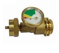 Brass European Gas Cylinder Adapter, Propane Pipe Joint With Pressure Gauge, For Monitoring Cylinder Levels, For QCC1 Appliances For Ovens And Heater