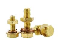 Brass External Hexagon Bolt Nut Kit,Fully Threaded Machine Screws,Brass Screws, gold, M5x20 mm,10 pcs